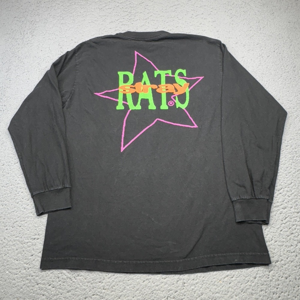 Stray Rats Shirt Mens Medium Black Long Sleeve Graphic Skate Streetwear Miami